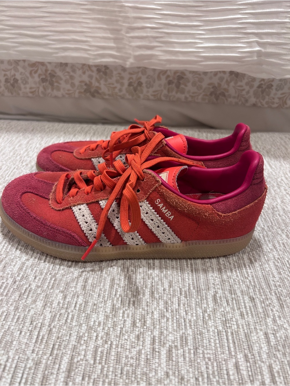 Adidas Samba Kids Size 2 Red Pink Colorway
